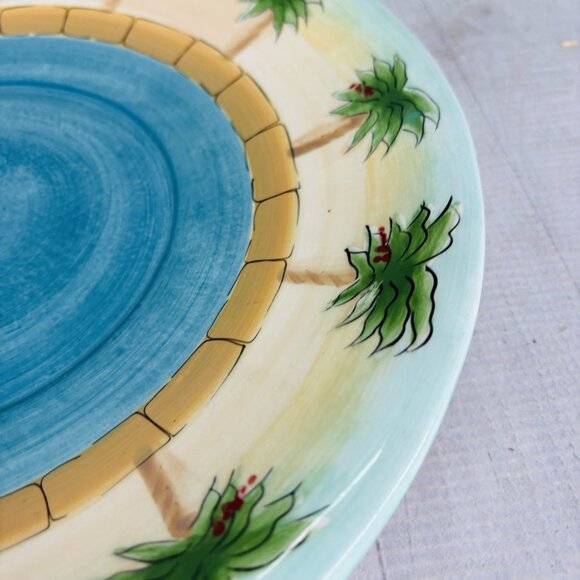 Anne Ormsby Baum Bros Imports TROPICAL PALM Pool Ceramic 12.5" Serving Platter - Picture 8 of 12